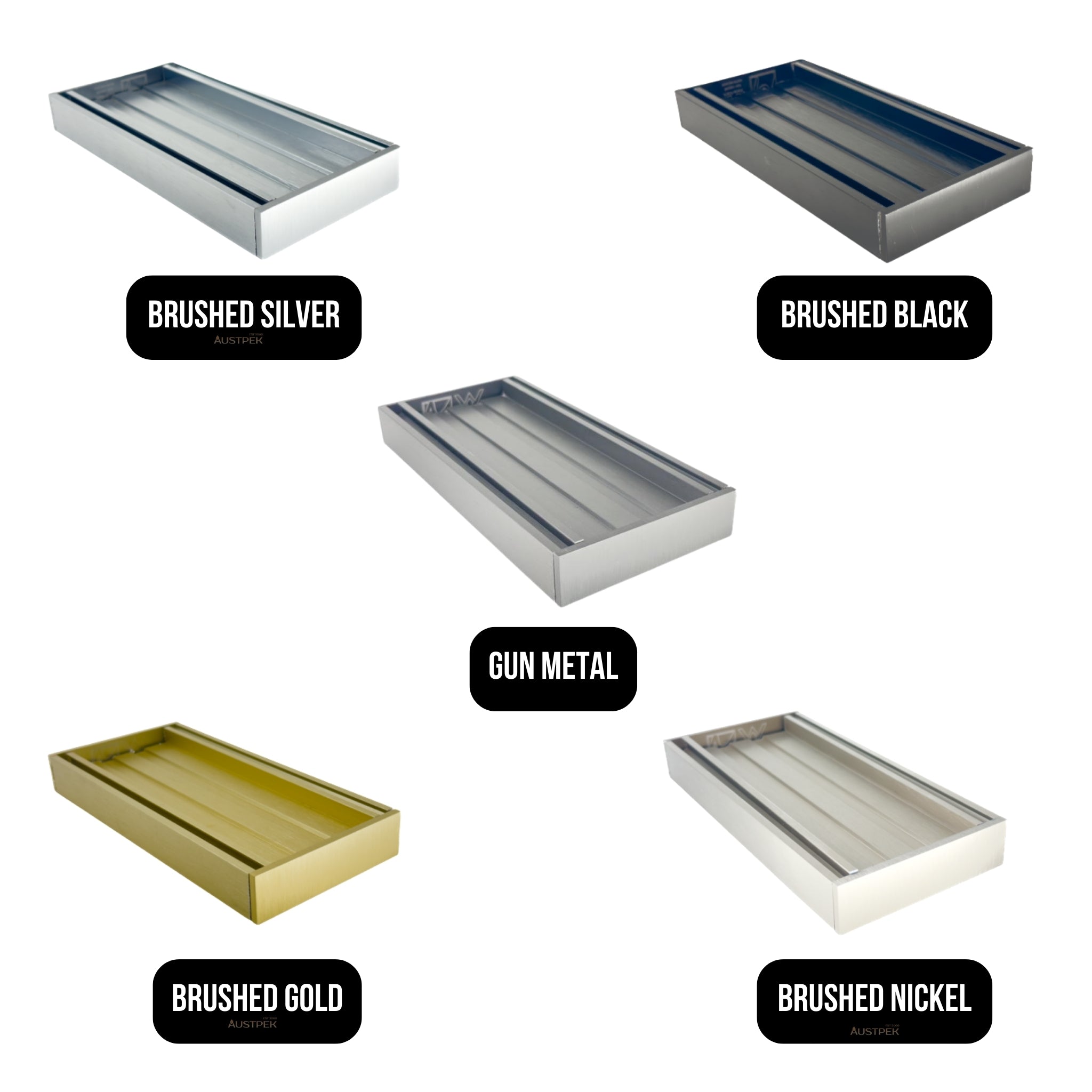 AQUAPERLA EZY FLOW TILE INSERT GRATE BRUSHED SILVER 300X26MM