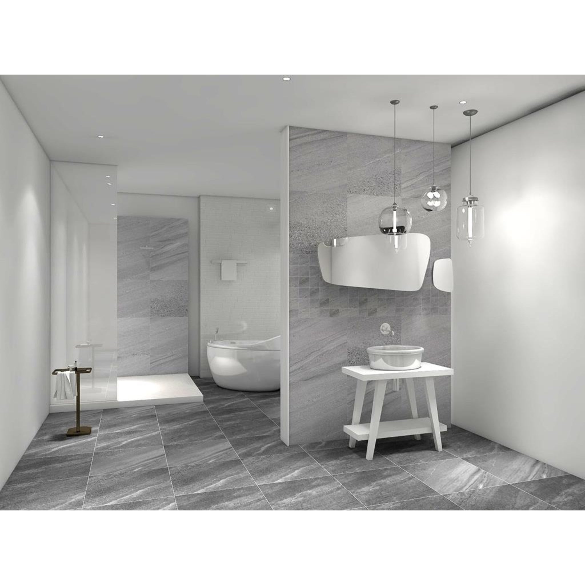 MUSES CREST LIGHT GREY FELLTEC 300X600MM RECTANGULAR TILE (PER BOX)