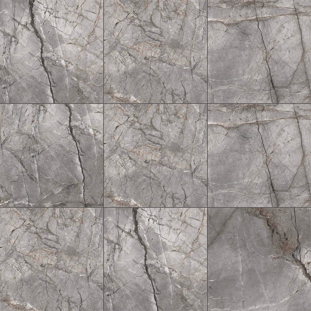 MUSES SILVER ROOT LIGHT GREY SOFT POLISHED 600X600MM SQUARE TILE (PER BOX)