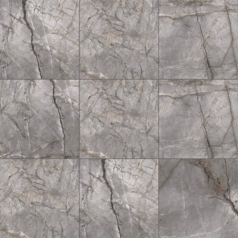 MUSES SILVER ROOT LIGHT GREY SOFT POLISHED 600X600MM SQUARE TILE (PER ...