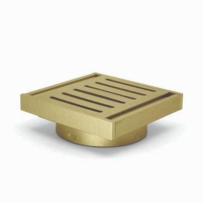 AQUAPERLA MUSES EZY FLOW GUARD FLOOR WASTE 100X100X14MM BRUSHED GOLD 100MM