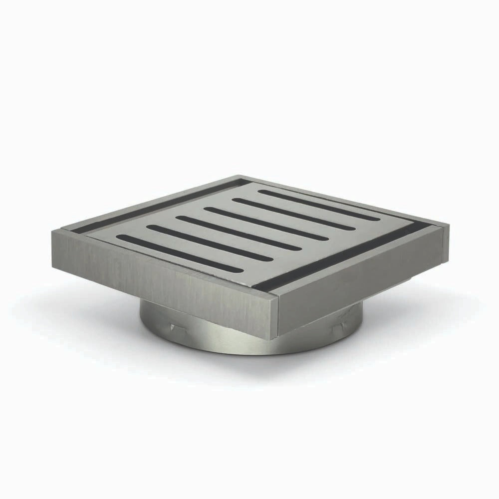 AQUAPERLA MUSES EZY FLOW GUARD FLOOR WASTE 100X100X14MM BRUSHED NICKEL 100MM