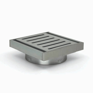 AQUAPERLA MUSES EZY FLOW GUARD FLOOR WASTE 100X100X14MM BRUSHED SILVER 100MM