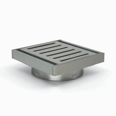 AQUAPERLA MUSES EZY FLOW GUARD FLOOR WASTE 100X100X14MM BRUSHED SILVER 100MM