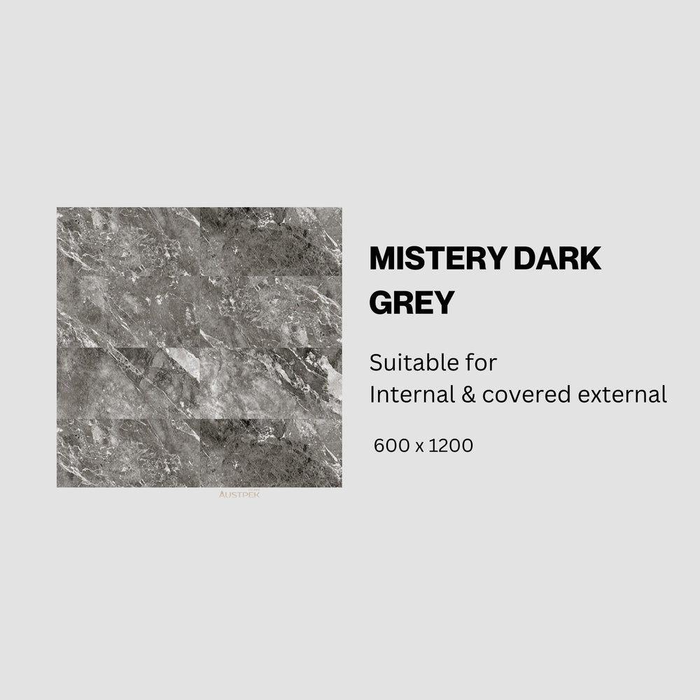 MUSES MISTERY DARK GREY MATTE 600X1200MM RECTANGULAR TILE (PER BOX)