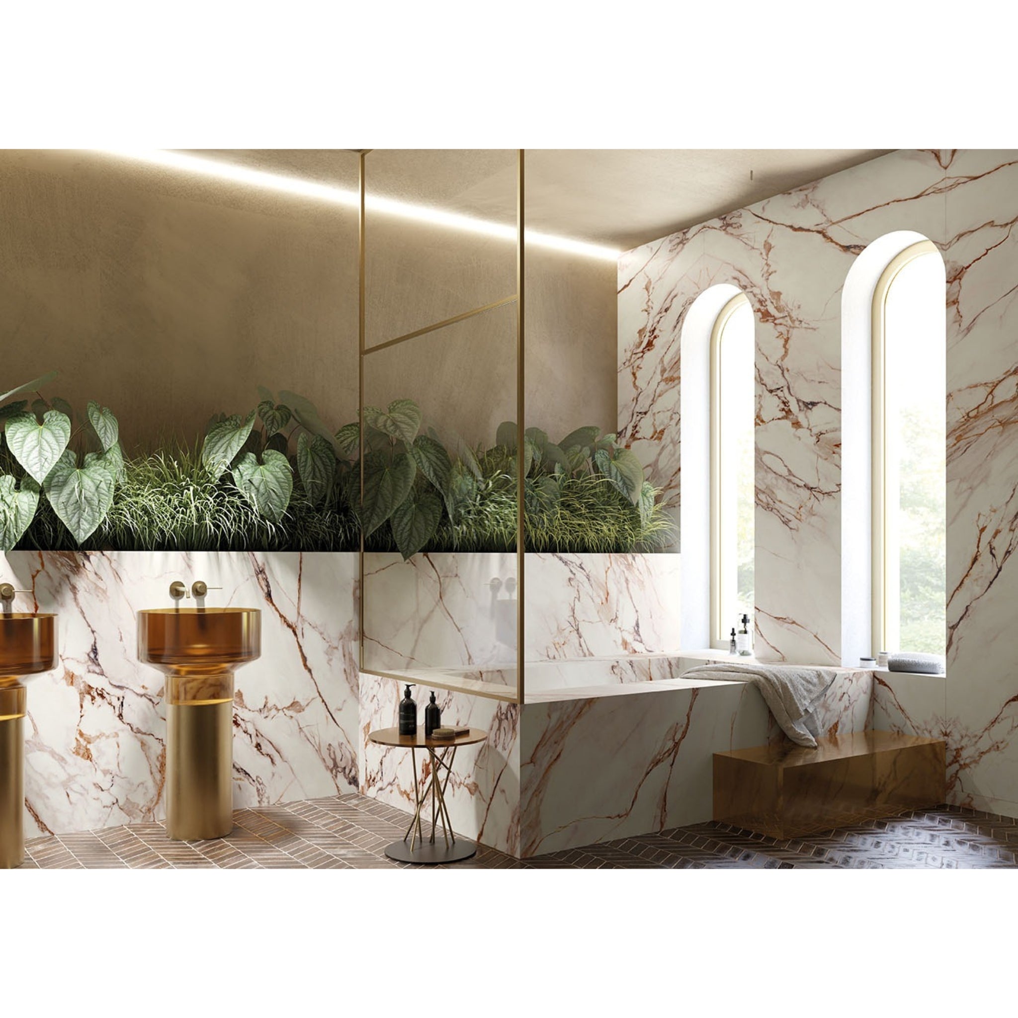 EVERSTONE MEGASLIM LIGHT RED CALACATTA 3200X1600MM RECTANGULAR THIN SLAB (PER PACK)
