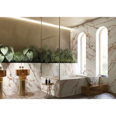 EVERSTONE MEGASLIM LIGHT RED CALACATTA 3200X1600MM RECTANGULAR THIN SLAB (PER SLAB)