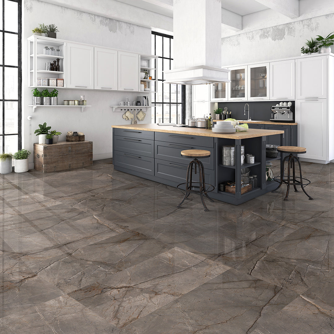 MUSES SILVER ROOT BROWN POLISHED 600X1200MM RECTANGULAR TILE (PER BOX)