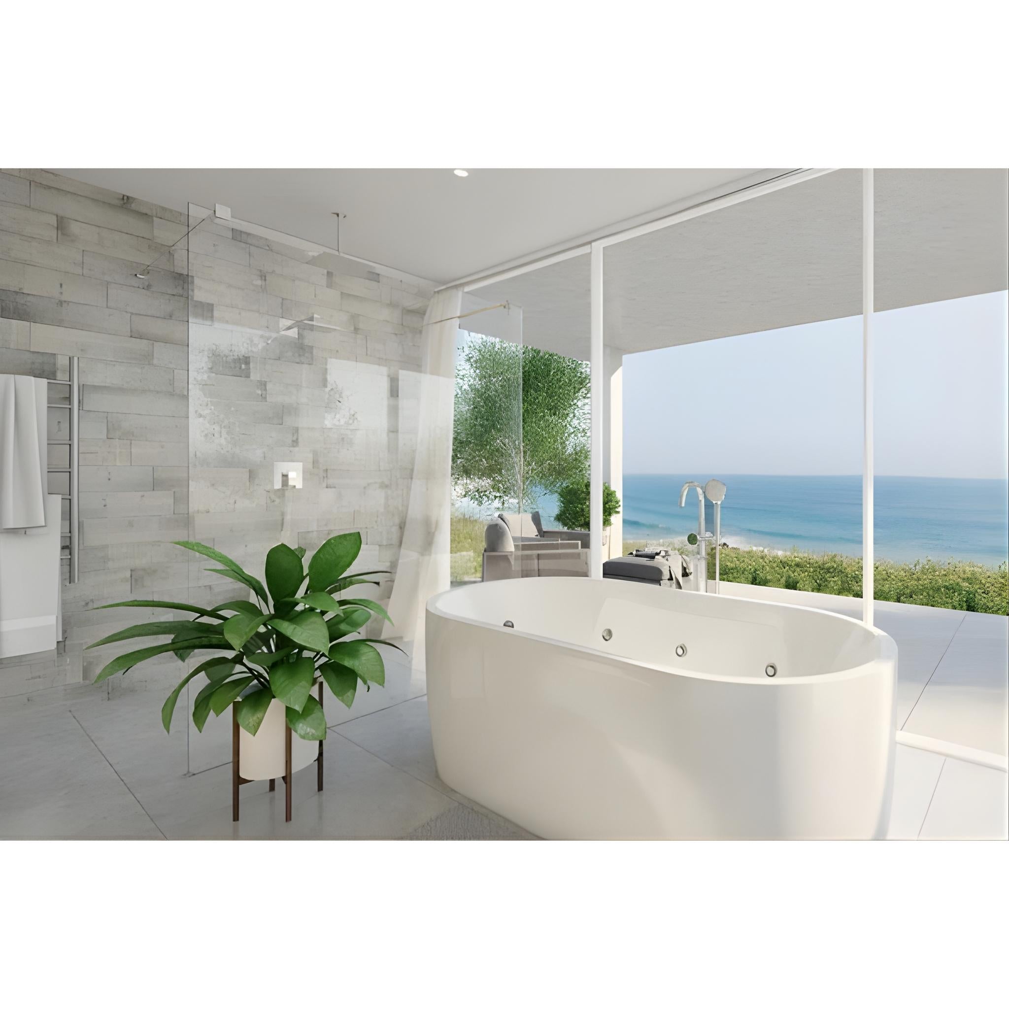 DECINA M-SERIES FRAMELESS FREESTANDING PANEL CLEAR GLASS BRUSHED NICKEL