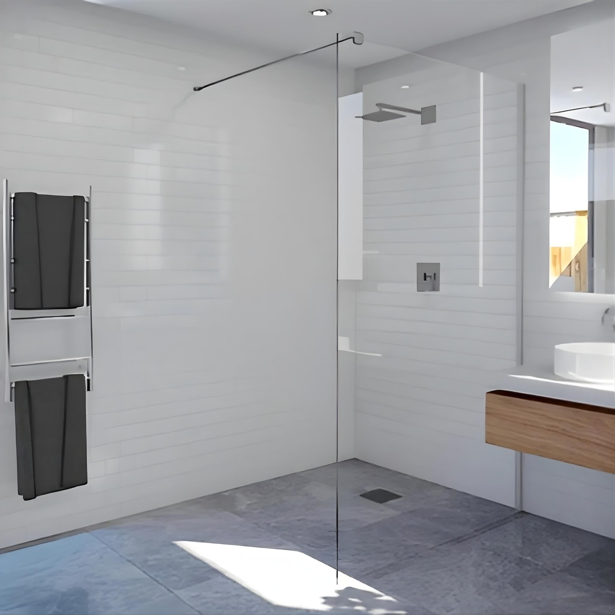 DECINA M-SERIES FRAMELESS WALL FIXED PANEL CLEAR GLASS CHROME