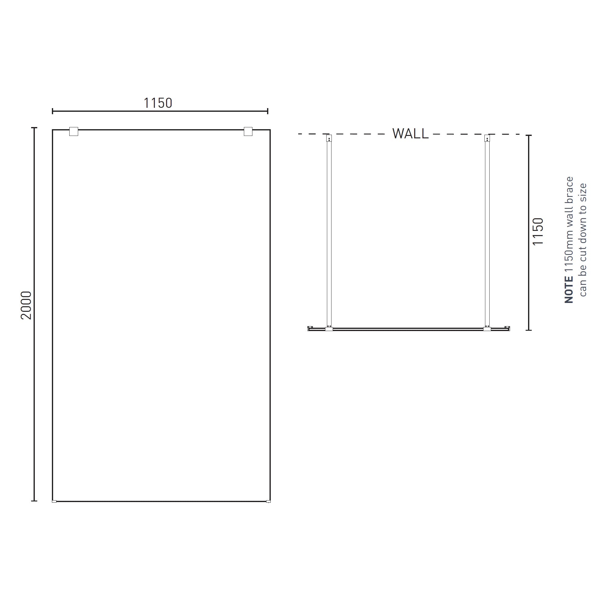 DECINA M-SERIES FRAMELESS FREESTANDING PANEL CLEAR GLASS BLACK