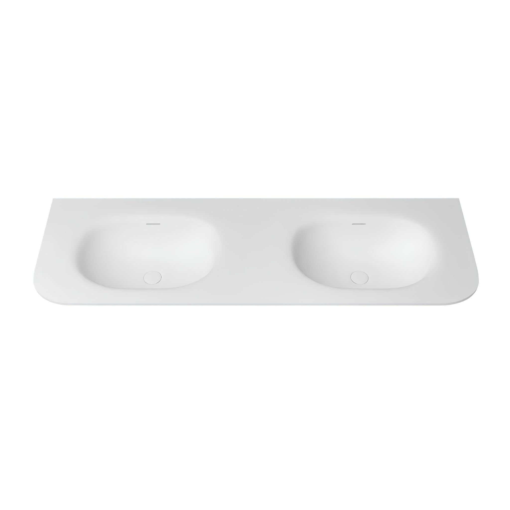 OTTI CHLOE SILK MATTE WHITE UNDERMOUNT DOUBLE VANITY SOLID SURFACE STONE TOP WITH BASIN (AVAILABLE IN 1500MM AND 1800MM)