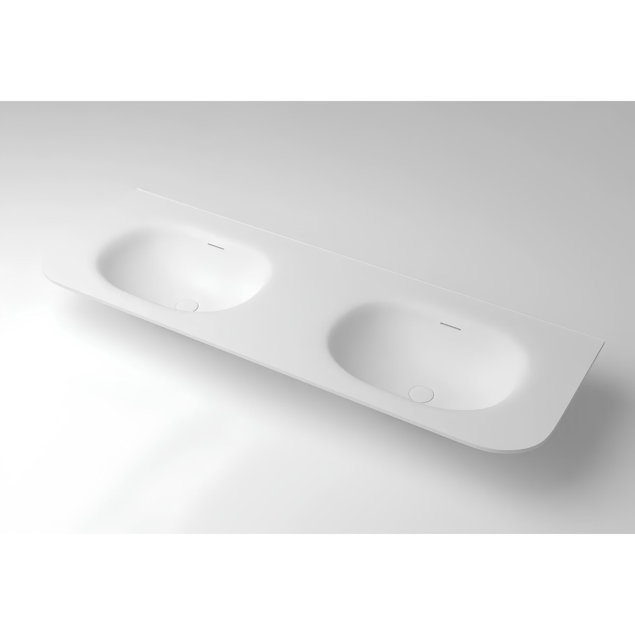 OTTI CHLOE SILK MATTE WHITE UNDERMOUNT DOUBLE VANITY SOLID SURFACE STONE TOP WITH BASIN (AVAILABLE IN 1500MM AND 1800MM)