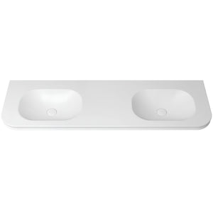 OTTI HAVANA ENGLISH EDGE MATTE WHITE UNDERMOUNT DOUBLE VANITY TOP WITH SOFT SQUARE BASIN (AVAILABLE IN 1500MM AND 1800MM)