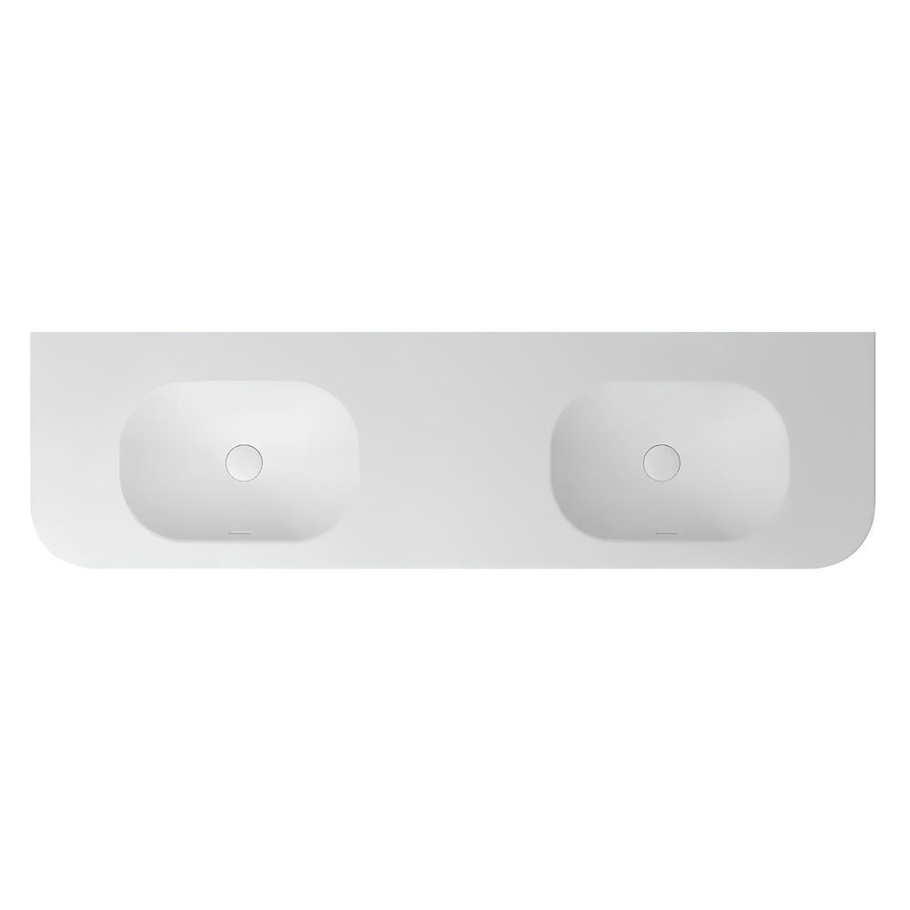 OTTI HAVANA ENGLISH EDGE MATTE WHITE UNDERMOUNT DOUBLE VANITY TOP WITH SOFT SQUARE BASIN (AVAILABLE IN 1500MM AND 1800MM)