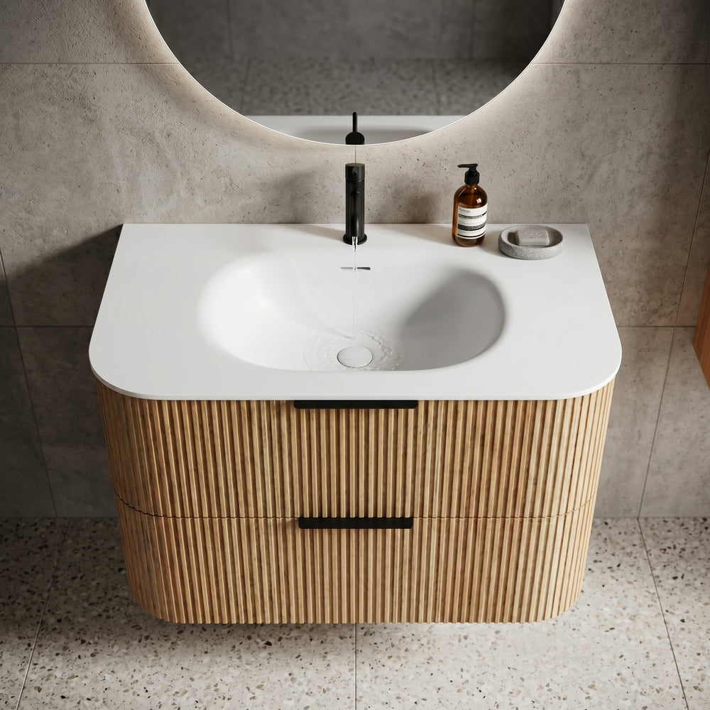 OTTI CHLOE SILK MATTE WHITE UNDERMOUNT SINGLE VANITY SOLID SURFACE STONE TOP WITH BASIN (MULTIPLE SIZES AVAILABLE)