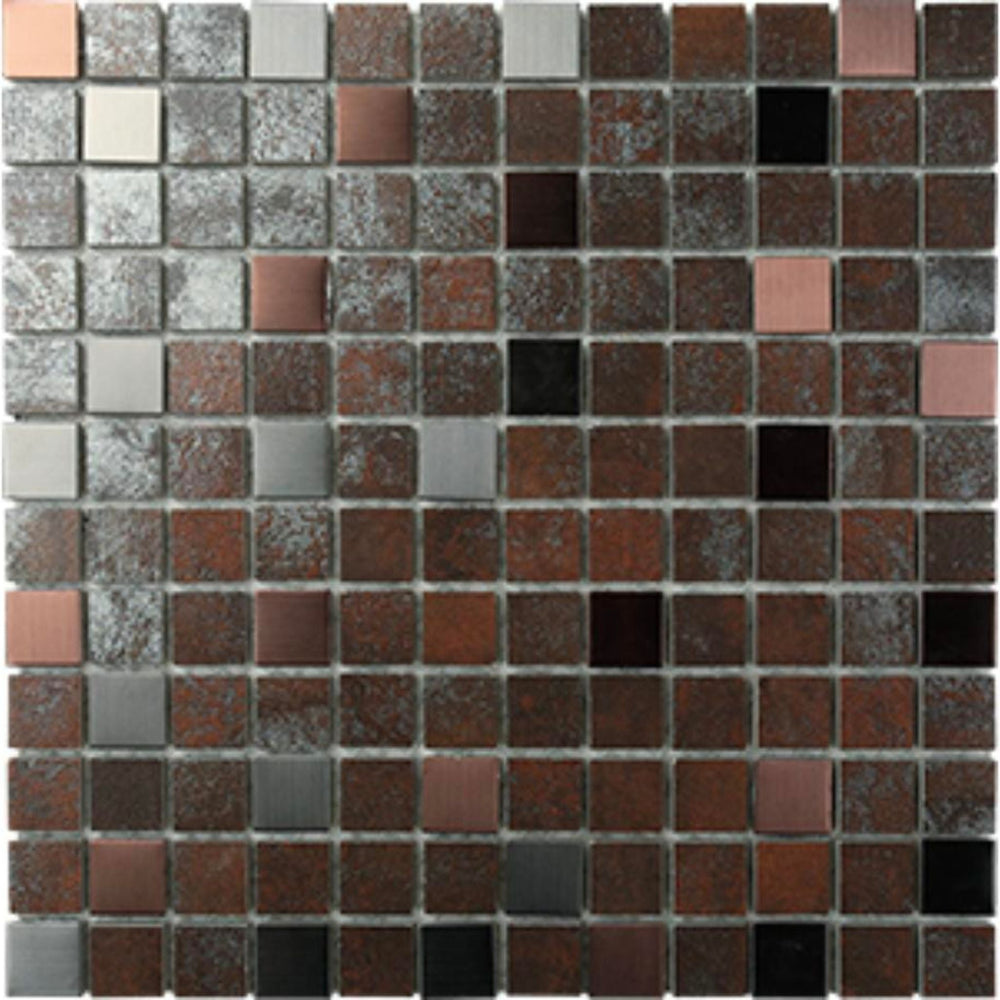 EVERSTONE METALGRES ANTIQUE IRON GLAZED 25X25MM SQUARE MOSAIC TILE