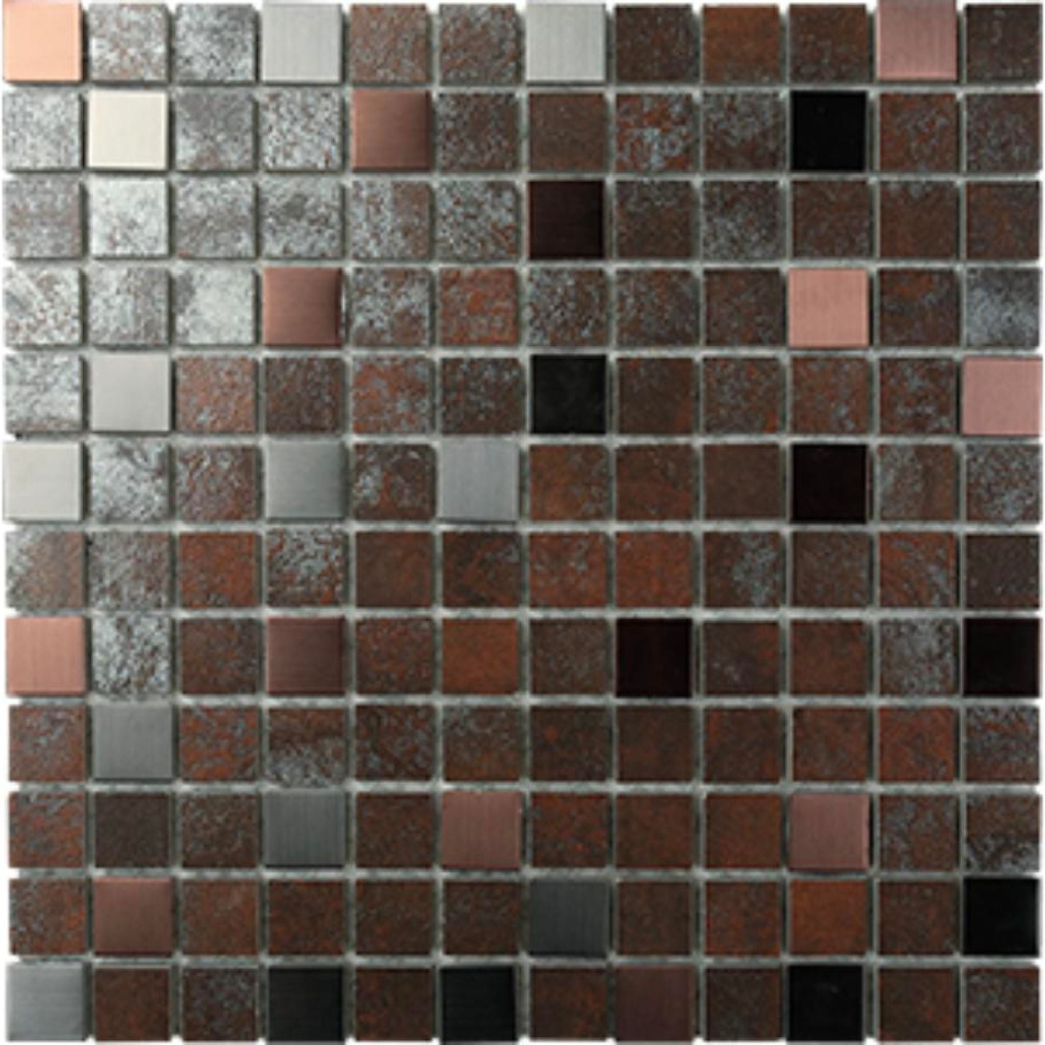 EVERSTONE METALGRES ANTIQUE IRON GLAZED 25X25MM SQUARE MOSAIC TILE