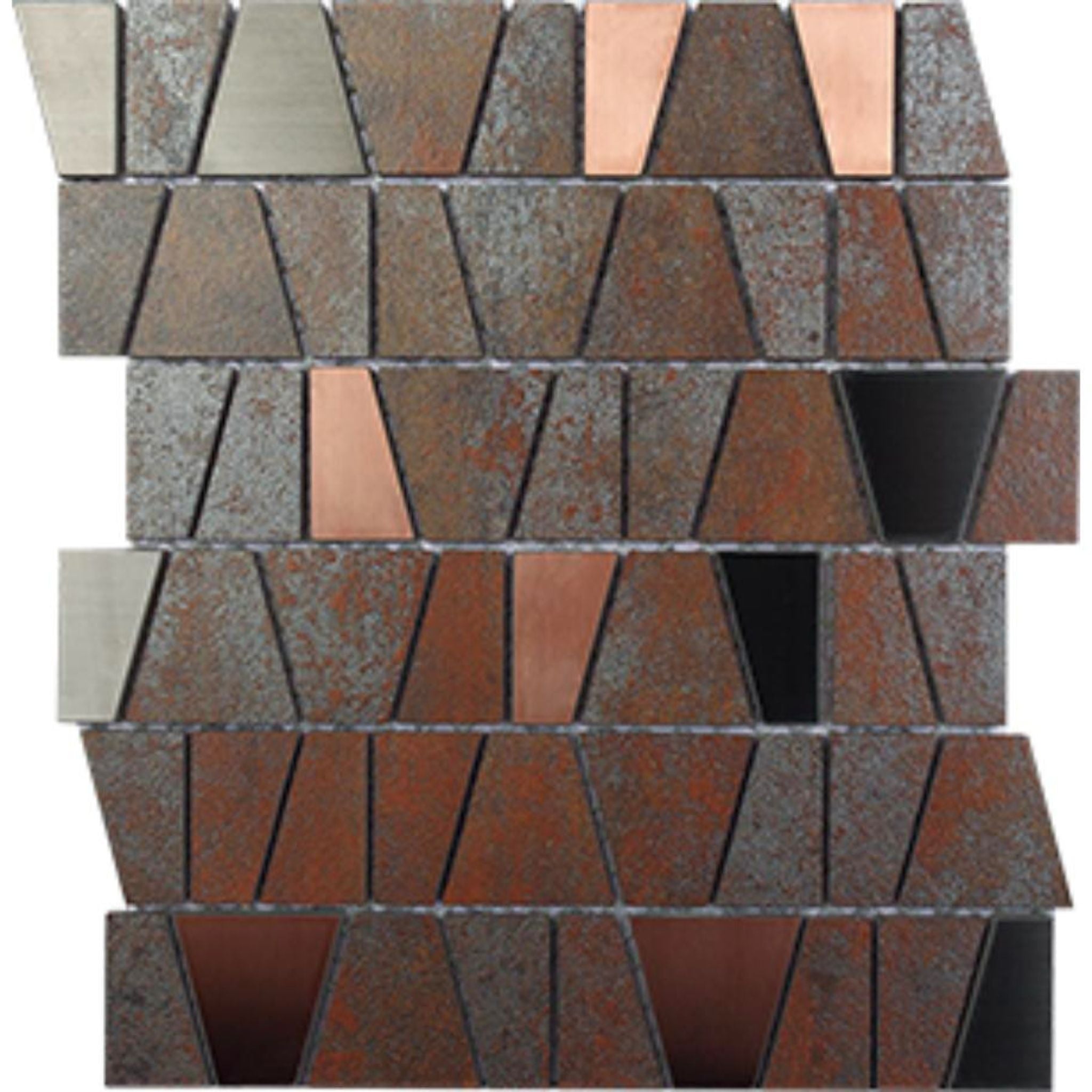 EVERSTONE METALGRES ANTIQUE IRON GLAZED 300X260MM RECTANGLE MOSAIC TILE