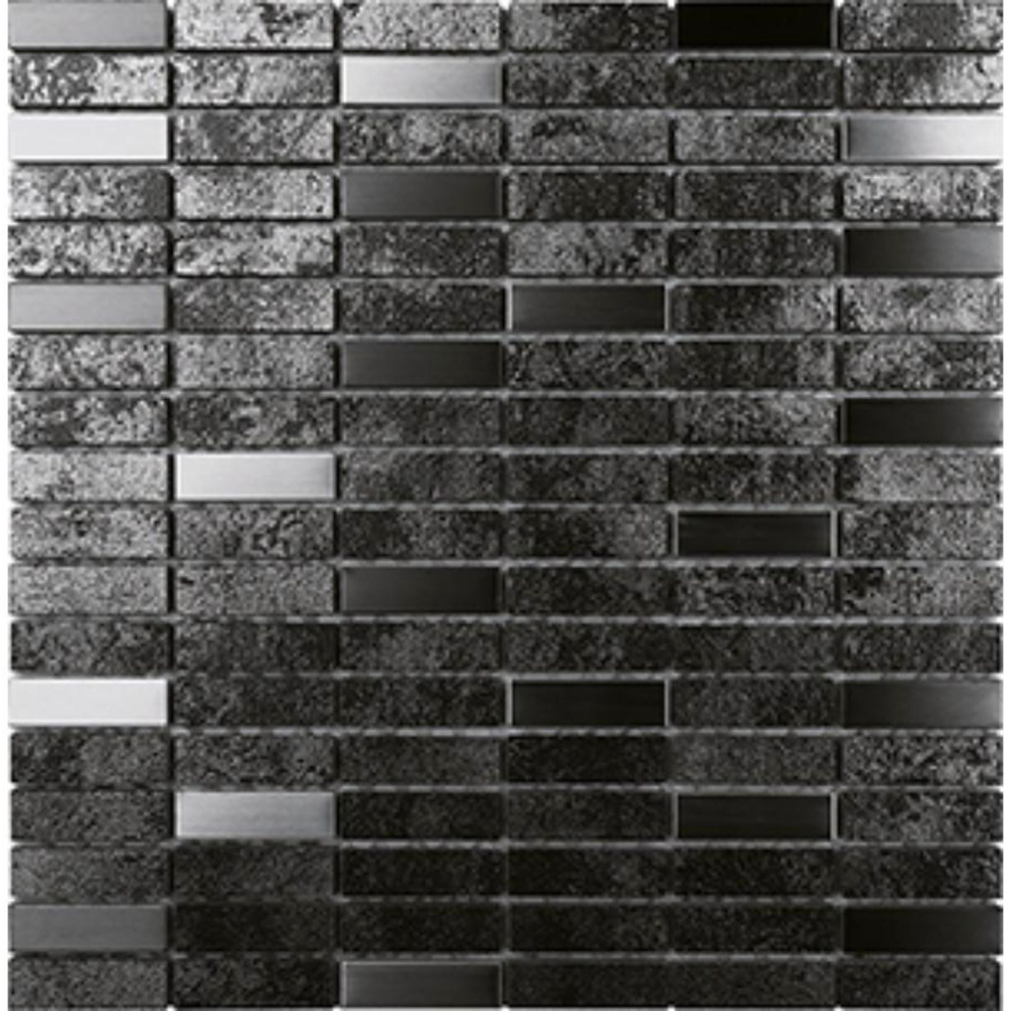 EVERSTONE METALGRES ANTIQUE SILVER GLAZED 15X50MM RECTANGLE MOSAIC TILE