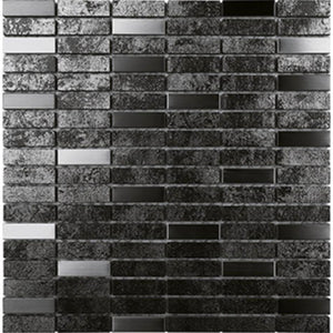 EVERSTONE METALGRES ANTIQUE SILVER GLAZED 15X50MM RECTANGLE MOSAIC TILE