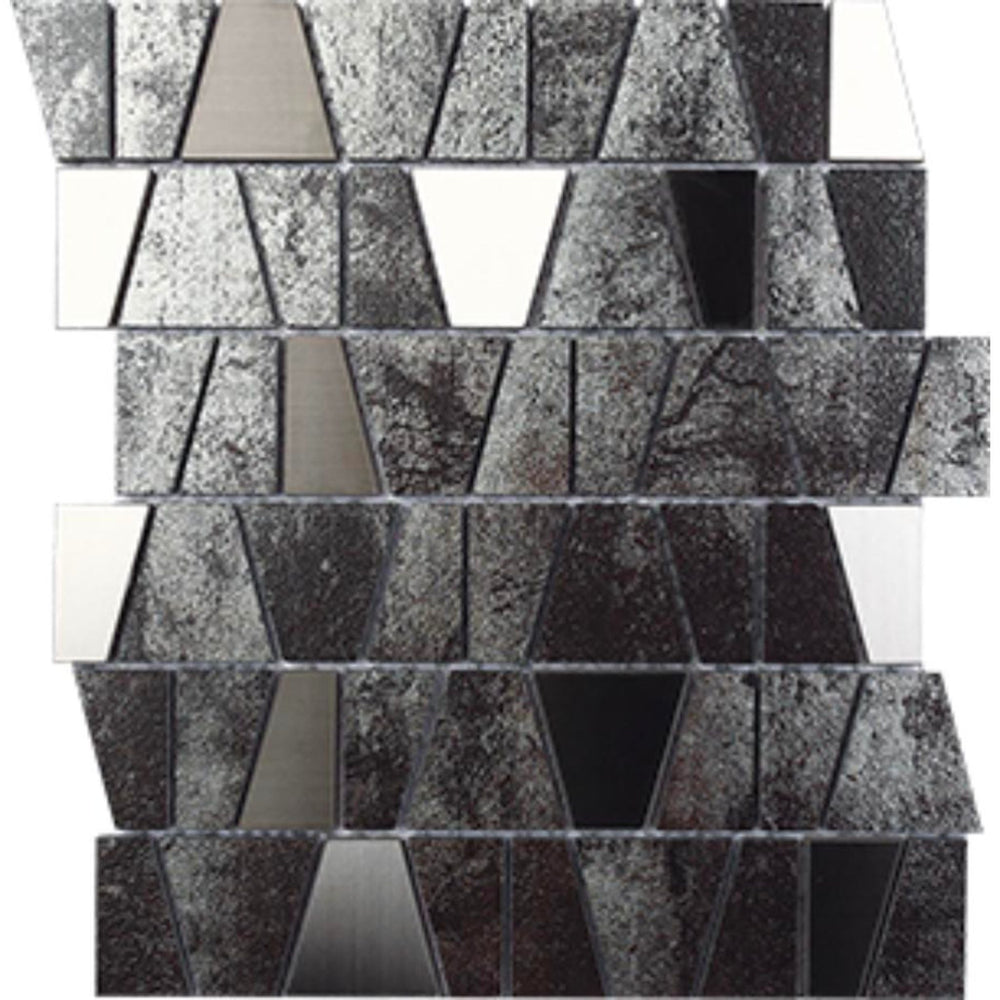 EVERSTONE METALGRES ANTIQUE SILVER GLAZED 300X260MM SQUARE MOSAIC TILE
