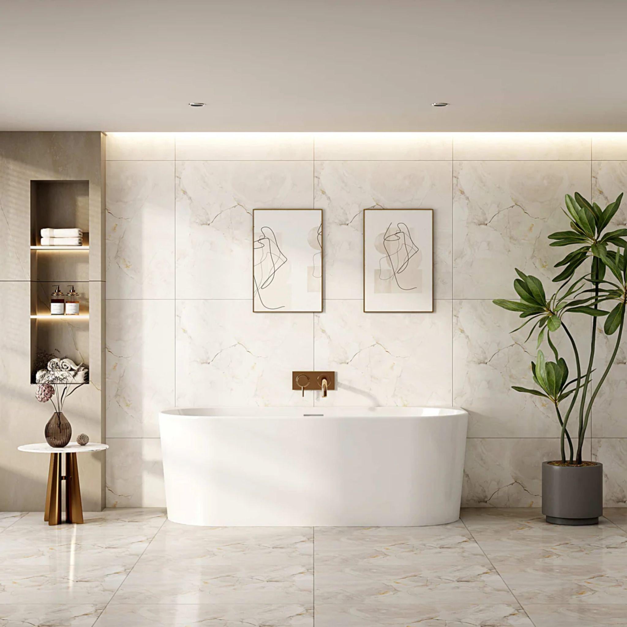 MERCIO MUSEN ULTRA THIN BACK TO WALL BATHTUB GLOSS WHITE (AVAILABLE IN MULTIPLE SIZES)