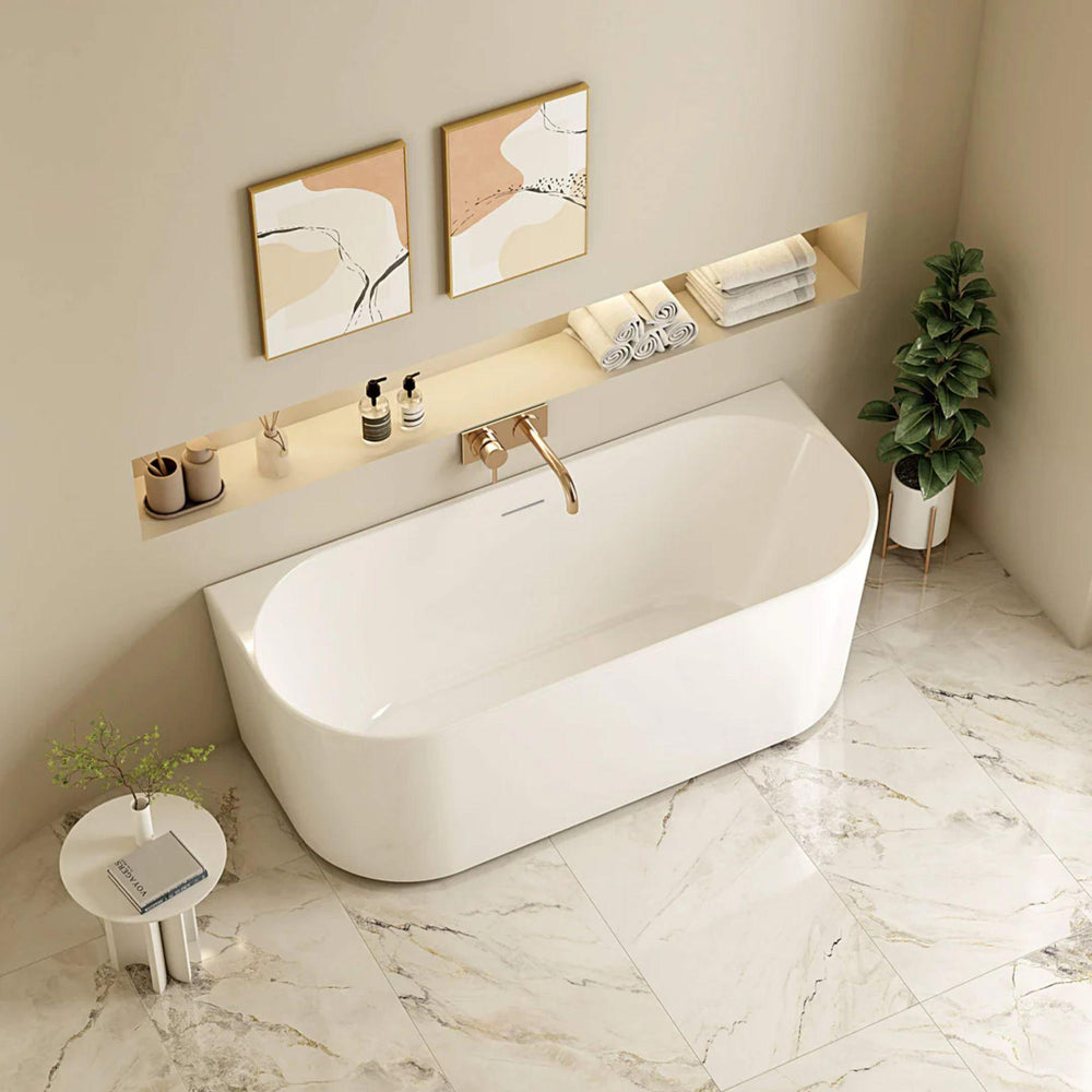 MERCIO MUSEN ULTRA THIN BACK TO WALL BATHTUB GLOSS WHITE (AVAILABLE IN MULTIPLE SIZES)