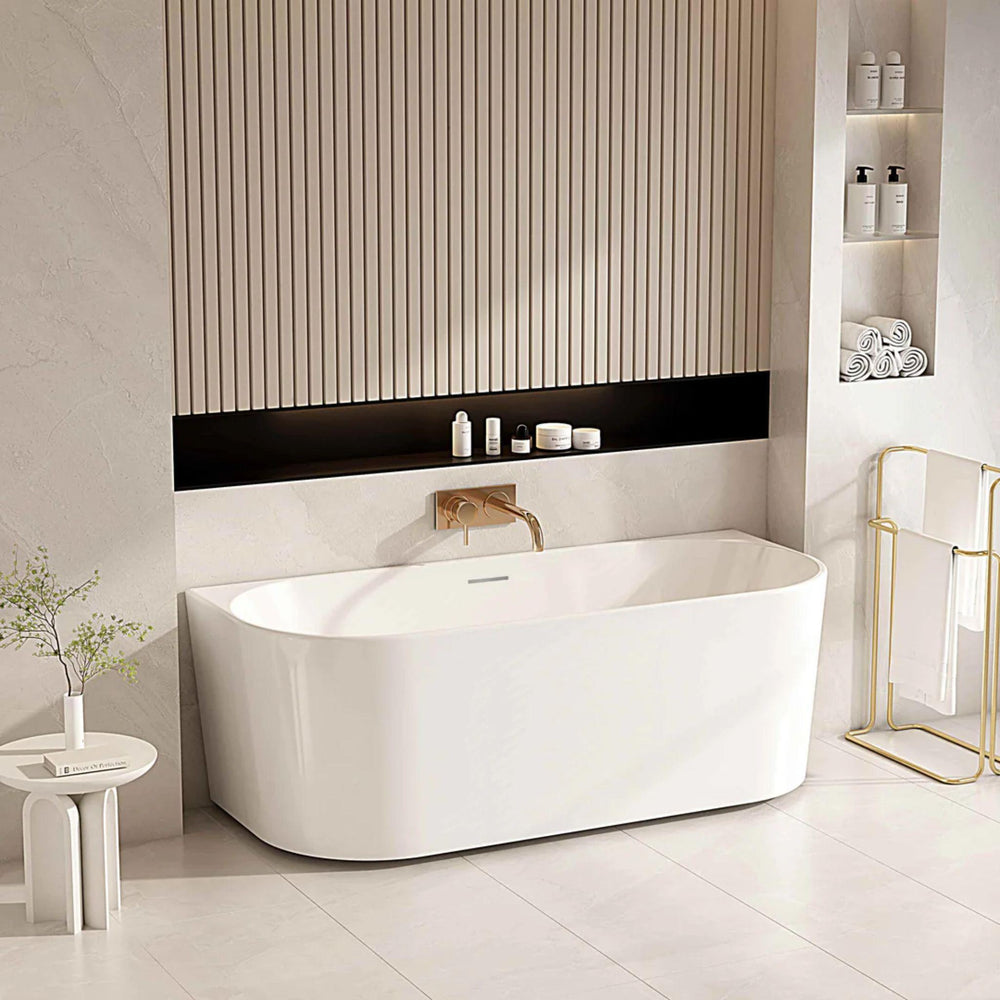 MERCIO MUSEN ULTRA THIN BACK TO WALL BATHTUB GLOSS WHITE (AVAILABLE IN MULTIPLE SIZES)
