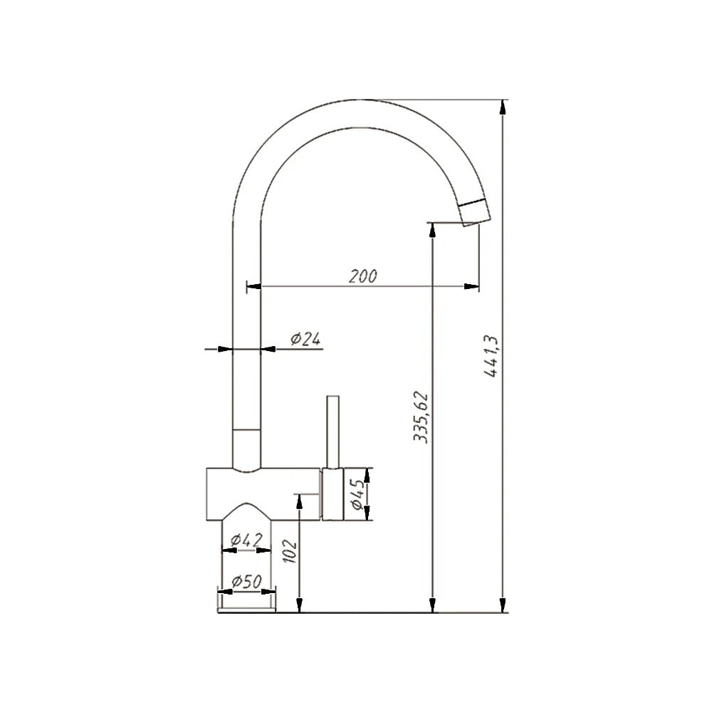 AMOZA LEAD FREE GOOSENECK SINK MIXER 441MM MATTE BLACK