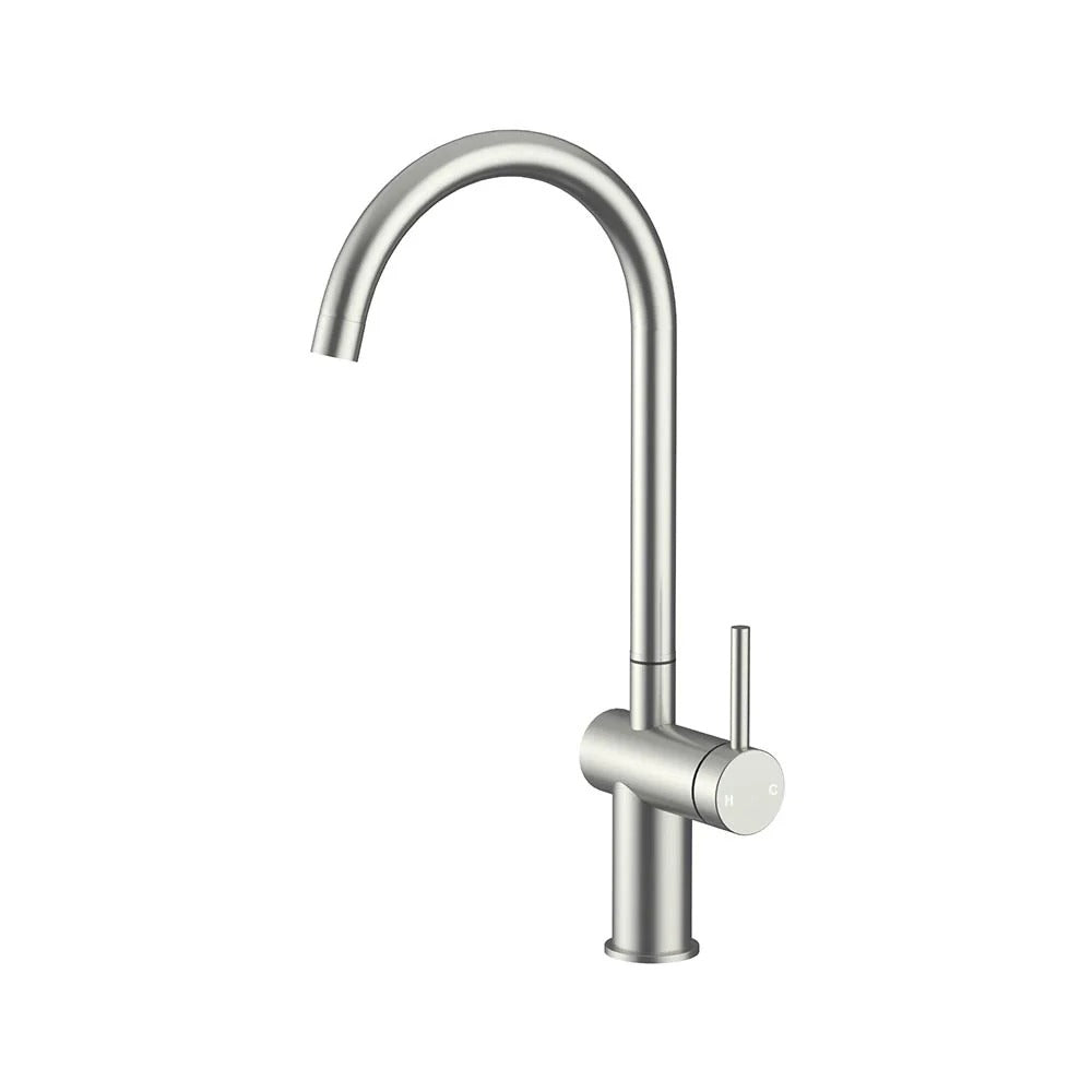 AMOZA LEAD FREE GOOSENECK SINK MIXER 441MM BRUSHED STAINLESS STEEL