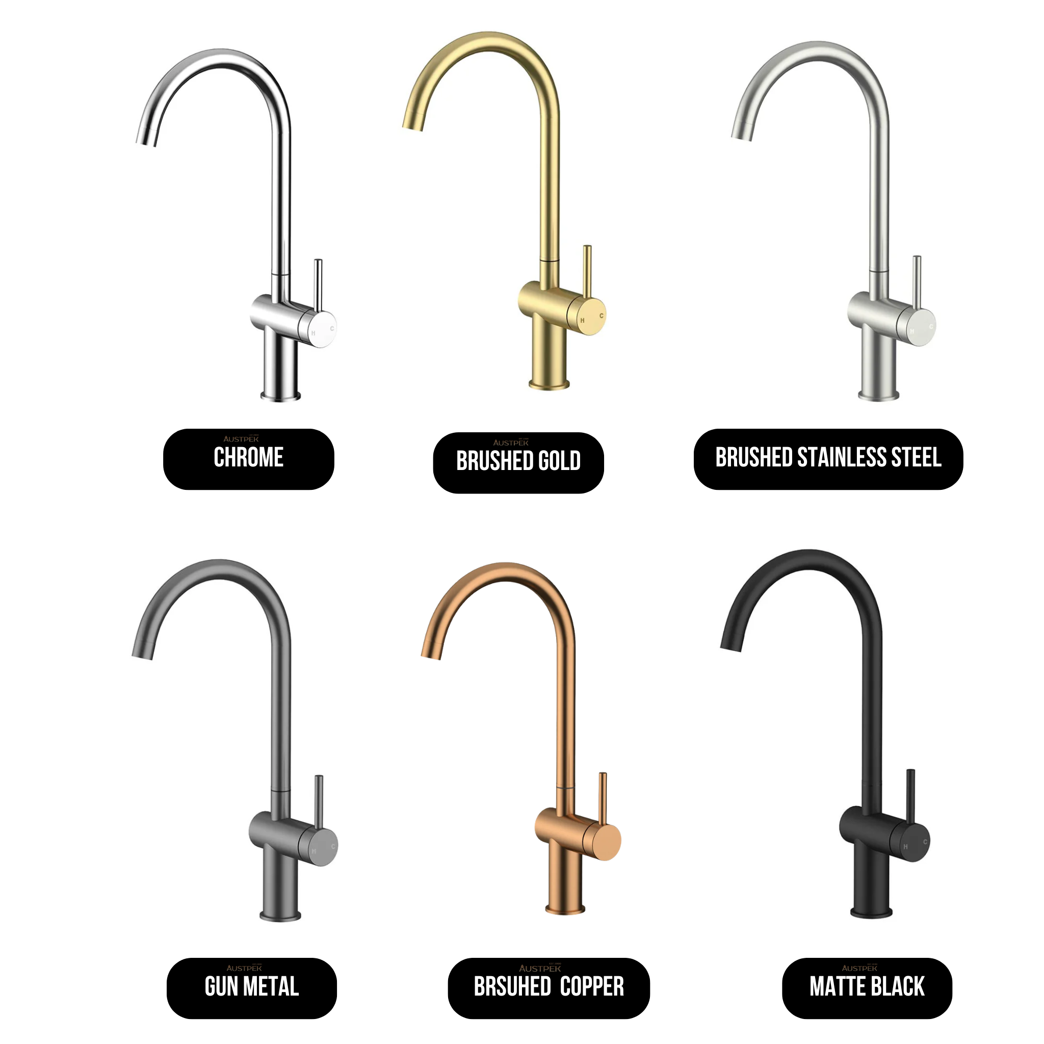 AMOZA LEAD FREE GOOSENECK SINK MIXER 441MM MATTE BLACK