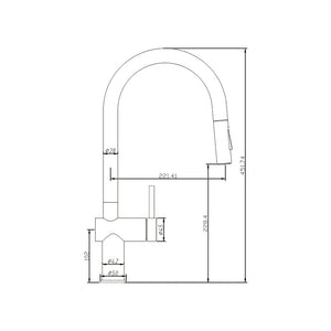 AMOZA PULL OUT SINK MIXER 451MM BRUSHED STAINLESS STEEL