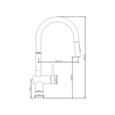 AMOZA LEAD FREE PULL OUT SINK MIXER 451MM BRUSHED COPPER