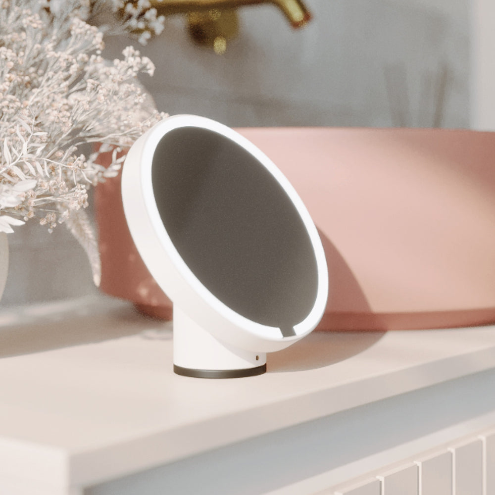 REMER MODERN ARCH FRAMED MIRROR WITH PORTABLE MAGNIFIER CUSTOM COLOURS 510X910MM