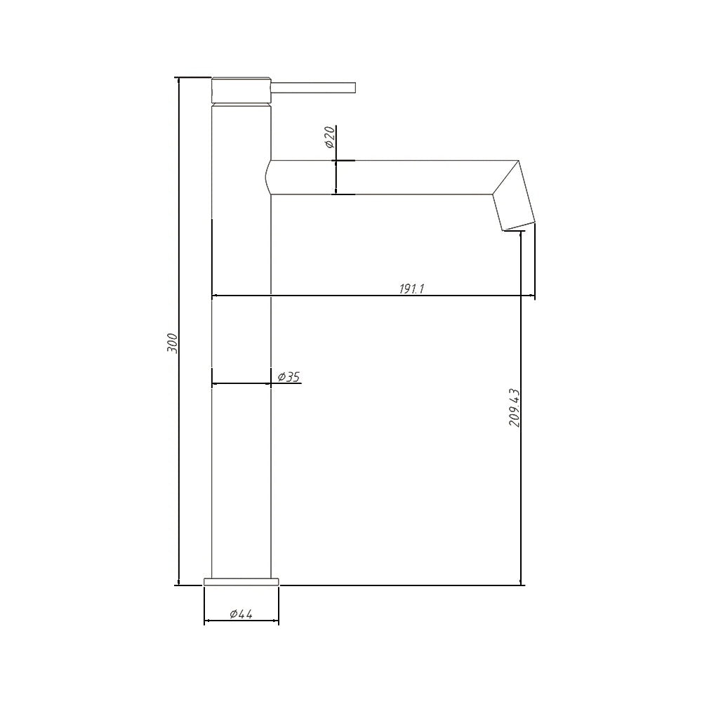 AMOZA LEAD FREE HIGH RISE BASIN MIXER 300MM BRUSHED GOLD