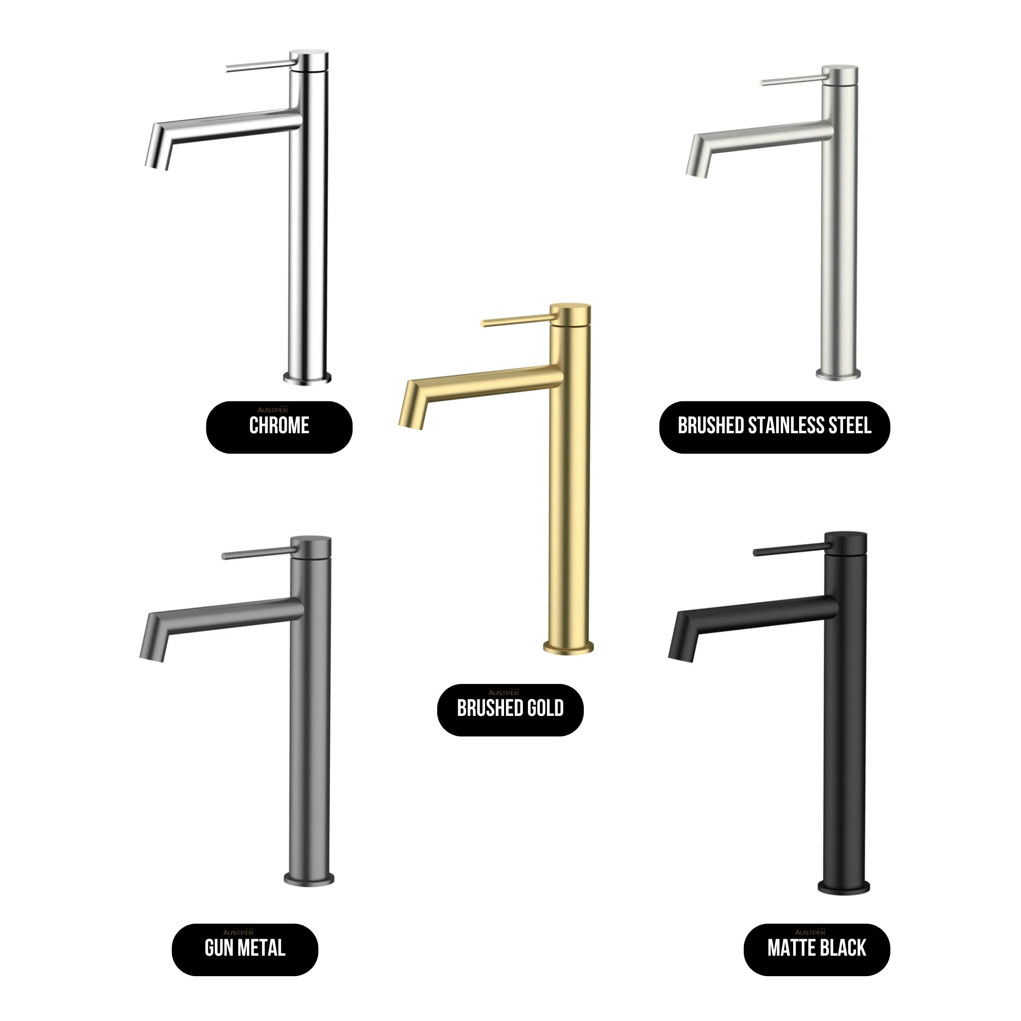 AMOZA LEAD FREE HIGH RISE BASIN MIXER 300MM BRUSHED GOLD