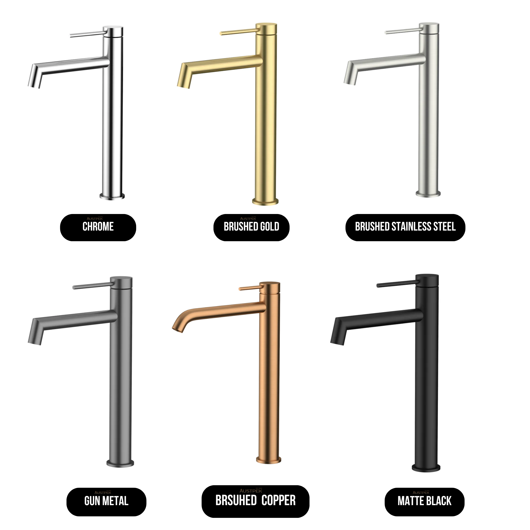 AMOZA LEAD FREE HIGH RISE BASIN MIXER 300MM MATTE BLACK