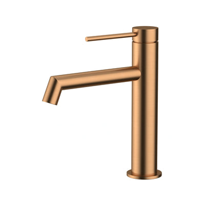 AMOZA LEAD FREE RIGHT ANGLE BASIN MIXER 200MM BRUSHED COPPER