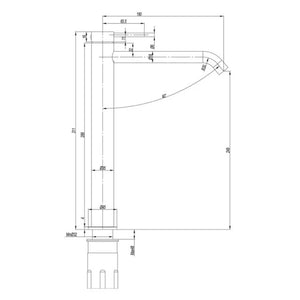 AMOZA CURVED HIGH RISE BASIN MIXER 311MM BRUSHED GOLD