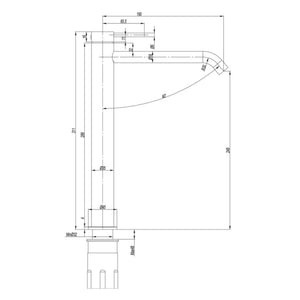 AMOZA CURVED HIGH RISE BASIN MIXER 311MM GUN METAL