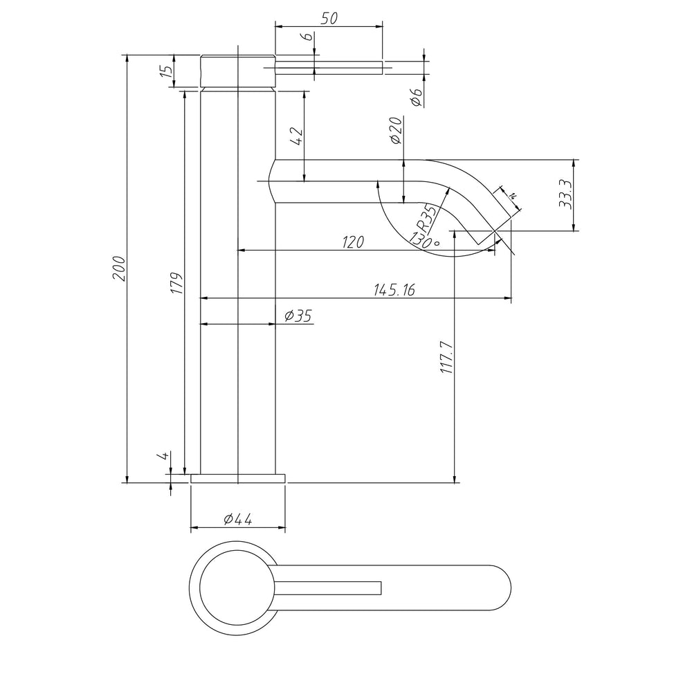 AMOZA LEAD FREE CURVED BASIN MIXER 147MM BRUSHED COPPER