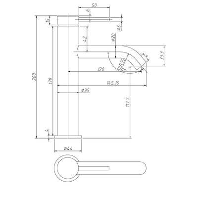 AMOZA LEAD FREE CURVED BASIN MIXER 147MM BRUSHED COPPER