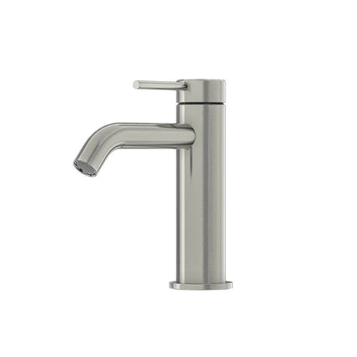 AMOZA LEAD FREE CURVED BASIN MIXER 147MM BRUSHED STAINLESS STEEL