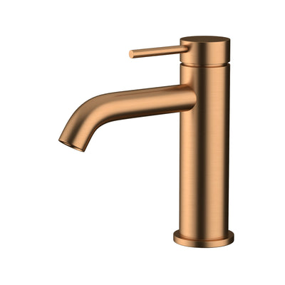 AMOZA LEAD FREE CURVED BASIN MIXER 147MM BRUSHED COPPER