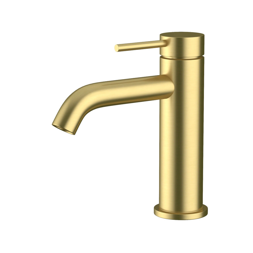 AMOZA CURVED BASIN MIXER 147MM BRUSHED GOLD