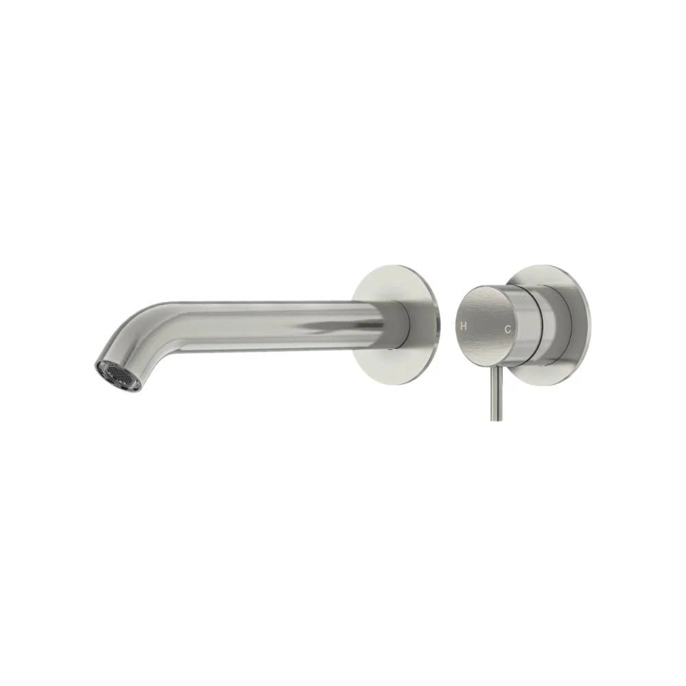 AMOZA LEAD FREE WALL MOUNTED BASIN / BATH MIXER 180MM BRUSHED STAINLESS STEEL
