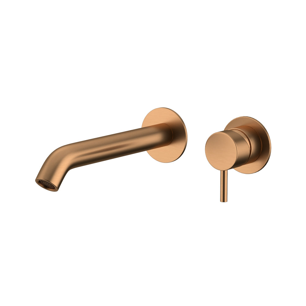 AMOZA LEAD FREE WALL MOUNTED BASIN / BATH MIXER 180MM BRUSHED COPPER