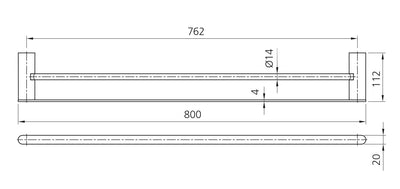 OLIVERI MADRID DOUBLE NON HEATED TOWEL RAIL GUN METAL (AVAILABLE IN 650MM AND 800MM)