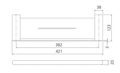 OLIVERI MADRID METAL SHELF 420MM BRUSHED NICKEL